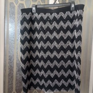 Sunny Leigh Black and White Chevron Mini Skirt